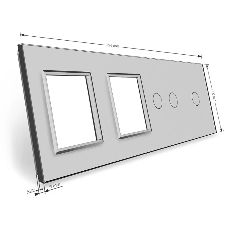 в продаже Сенсорная панель выключателя Livolo 3 канала и две розетки (1-2-0-0) серый стекло (VL-C7-C1/C2/SR/SR-15) - фото 3
