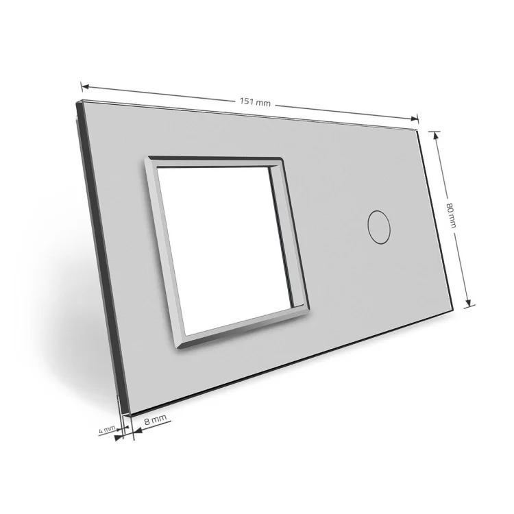Сенсорная панель выключателя Livolo и розетки (1-0) серый стекло (VL-C7-C1/SR-15) цена 560грн - фотография 2