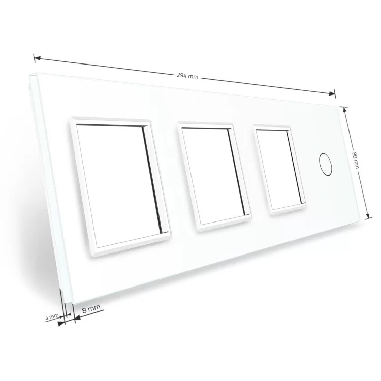 в продажу Сенсорна панель вимикача Livolo і трьох розеток (1-0-0-0) білий скло (VL-C7-C1/SR/SR/SR-11) - фото 3