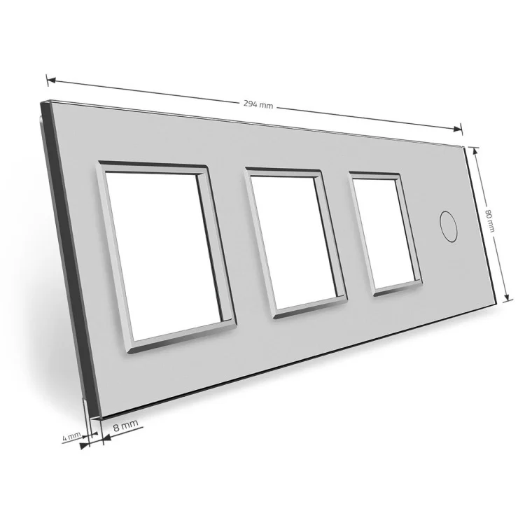 в продаже Сенсорная панель выключателя Livolo и трех розеток (1-0-0-0) серый стекло (VL-C7-C1/SR/SR/SR-15) - фото 3