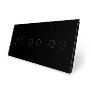 Сенсорна панель вимикача Livolo 6 каналів (2-2-2) чорний скло (VL-C7-C2/C2/C2-12)
