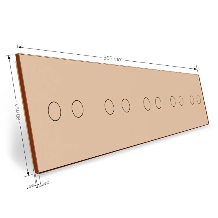 Сенсорная панель выключателя Livolo 10 каналов (2-2-2-2-2) золото стекло (VL-C7-C2/C2/C2/C2/C2-13) цена 1 032грн - фотография 2