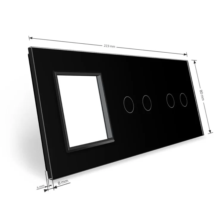 в продажу Сенсорна панель вимикача Livolo 4 канали і розетки (2-2-0) чорний скло (VL-C7-C2/C2/SR-12) - фото 3