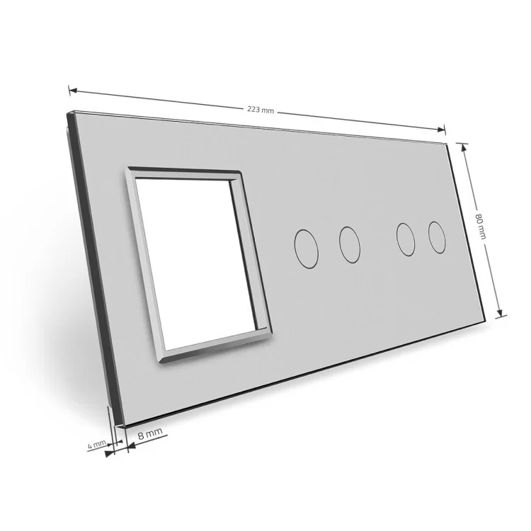 в продажу Сенсорна панель вимикача Livolo 4 канали і розетки (2-2-0) сірий скло (VL-C7-C2/C2/SR-15) - фото 3