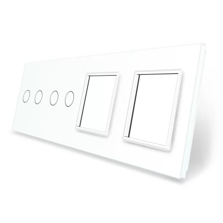 Сенсорная панель выключателя Livolo 4 канала и две розетки (2-2-0-0) белый стекло (VL-C7-C2/C2/SR/SR-11)