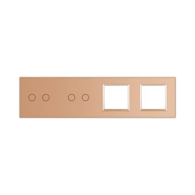 Сенсорная панель выключателя Livolo 4 канала и две розетки (2-2-0-0) золото стекло (VL-C7-C2/C2/SR/SR-13) цена 1 040грн - фотография 2