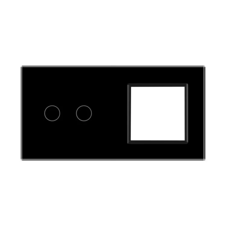 Сенсорная панель выключателя Livolo 2 канала и розетки (2-0) черный стекло (VL-C7-C2/SR-12) цена 560грн - фотография 2