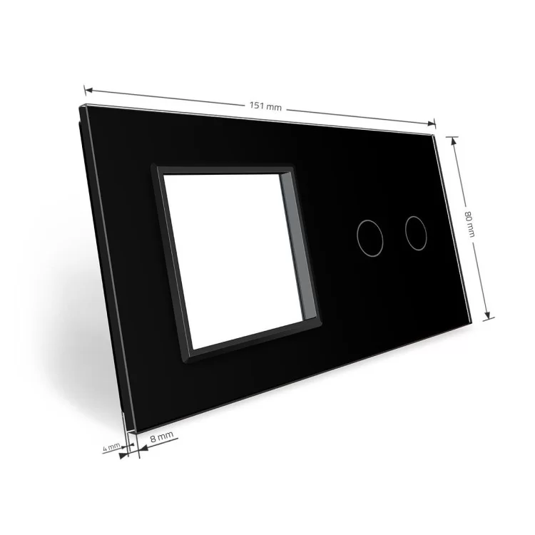 в продаже Сенсорная панель выключателя Livolo 2 канала и розетки (2-0) черный стекло (VL-C7-C2/SR-12) - фото 3