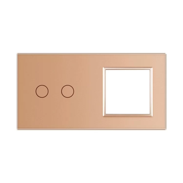 Сенсорная панель выключателя Livolo 2 канала и розетки (2-0) золото стекло (VL-C7-C2/SR-13) цена 560грн - фотография 2
