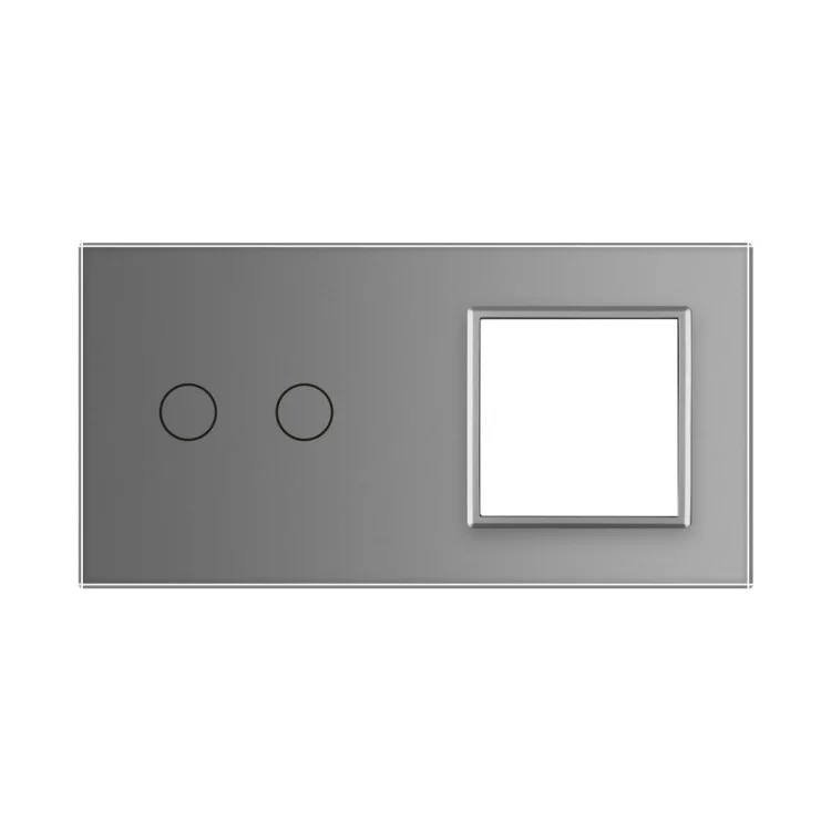 Сенсорная панель выключателя Livolo 2 канала и розетки (2-0) серый стекло (VL-C7-C2/SR-15) цена 560грн - фотография 2