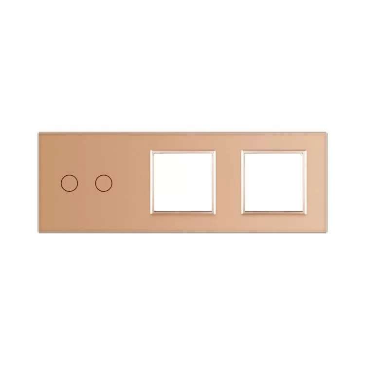 Сенсорная панель выключателя Livolo 2 канала и двух розеток (2-0-0) золото стекло (VL-C7-C2/SR/SR-13) цена 849грн - фотография 2
