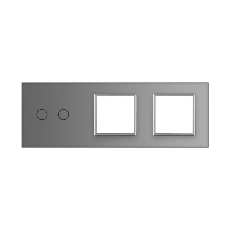 Сенсорная панель выключателя Livolo 2 канала и двух розеток (2-0-0) серый стекло (VL-C7-C2/SR/SR-15) цена 849грн - фотография 2