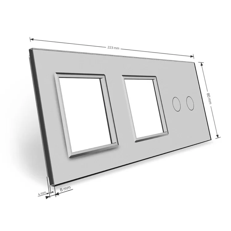 в продаже Сенсорная панель выключателя Livolo 2 канала и двух розеток (2-0-0) серый стекло (VL-C7-C2/SR/SR-15) - фото 3