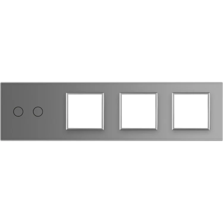 Сенсорная панель выключателя Livolo 2 канала и трех розеток (2-0-0-0) серый стекло (VL-C7-C2/SR/SR/SR-15) цена 1 140грн - фотография 2