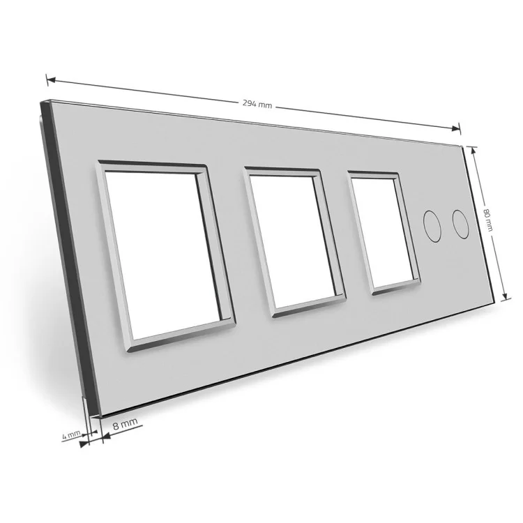 в продаже Сенсорная панель выключателя Livolo 2 канала и трех розеток (2-0-0-0) серый стекло (VL-C7-C2/SR/SR/SR-15) - фото 3