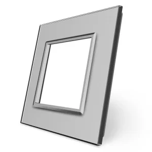 Рамка розетки Livolo 1 пост серый стекло (VL-C7-SR-15)