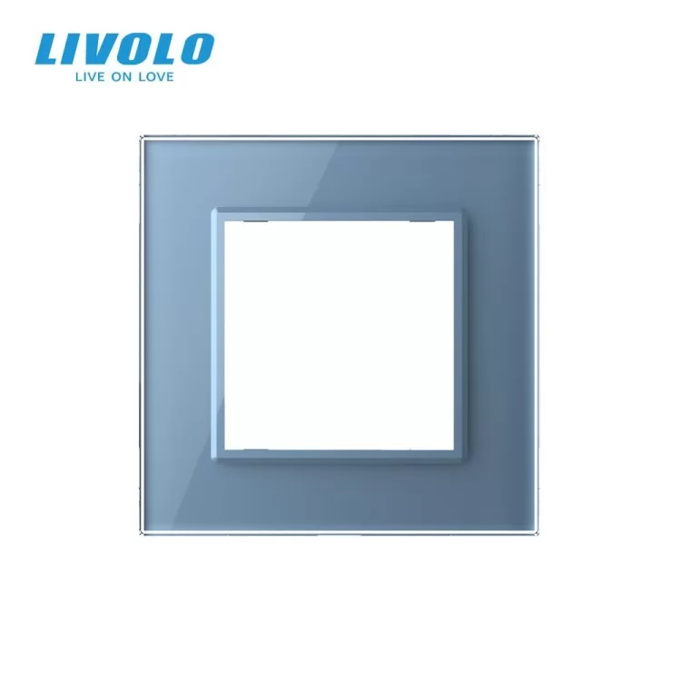Рамка розетки Livolo 1 пост голубой стекло (VL-C7-SR-19) цена 143грн - фотография 2