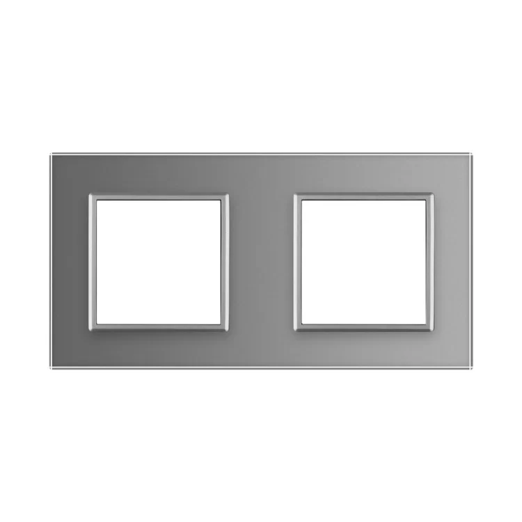 Рамка розетки Livolo 2 поста серый стекло (VL-C7-SR/SR-15) цена 659грн - фотография 2