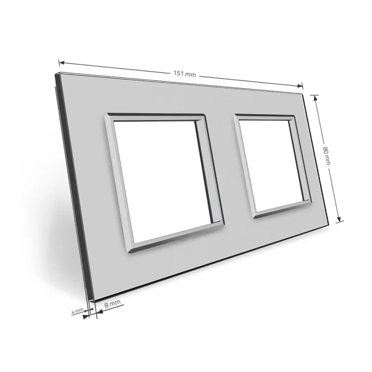в продаже Рамка розетки Livolo 2 поста серый стекло (VL-C7-SR/SR-15) - фото 3