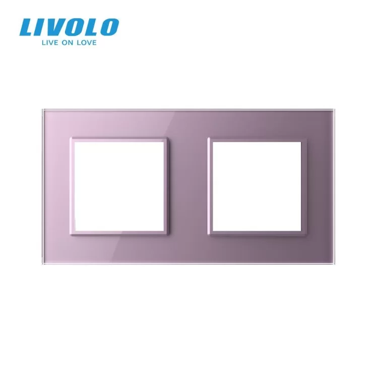Рамка розетки Livolo 2 поста розовый стекло (VL-C7-SR/SR-17) цена 256грн - фотография 2
