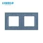 Рамка розетки Livolo 2 поста голубой стекло (VL-C7-SR/SR-19)