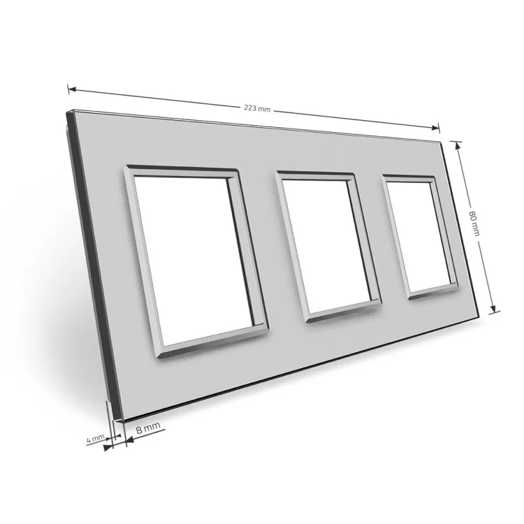 в продаже Рамка розетки Livolo 3 поста серый стекло (VL-C7-SR/SR/SR-15) - фото 3