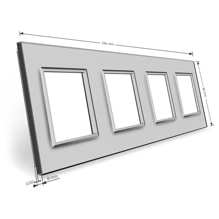 в продаже Рамка розетки Livolo 4 поста серый стекло (VL-C7-SR/SR/SR/SR-15) - фото 3