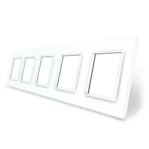 Рамка розетки Livolo 5 постов белый стекло (VL-C7-SR/SR/SR/SR/SR-11)