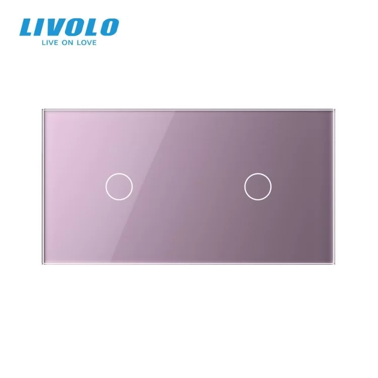 Сенсорна панель вимикача Livolo 2 канали (1-1) рожевий скло (VL-C7-C1/C1-17) ціна 156грн - фотографія 2