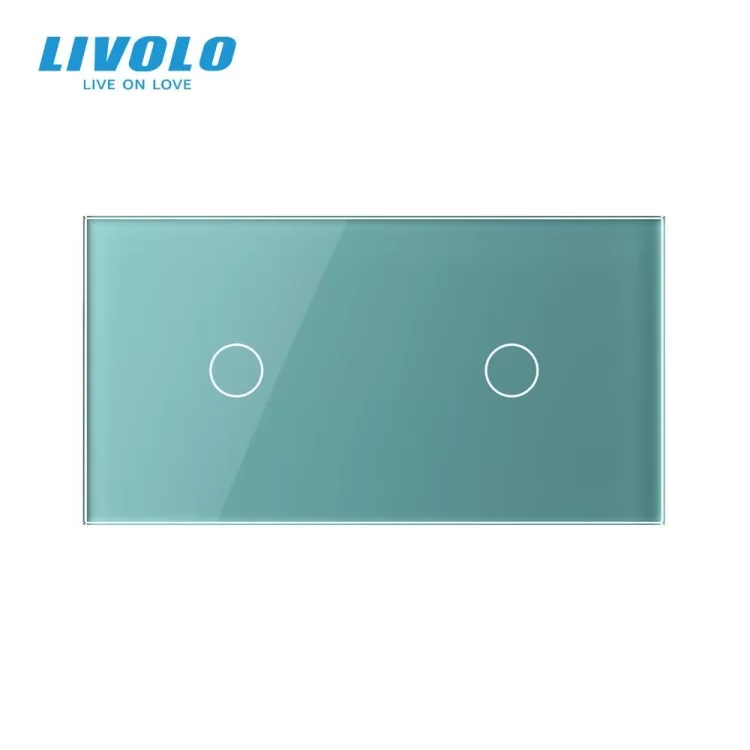 Сенсорна панель вимикача Livolo 2 канали (1-1) зелений скло (VL-C7-C1/C1-18) ціна 156грн - фотографія 2
