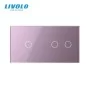 Сенсорная панель выключателя Livolo 3 канала (1-2) розовый стекло (VL-C7-C1/C2-17)