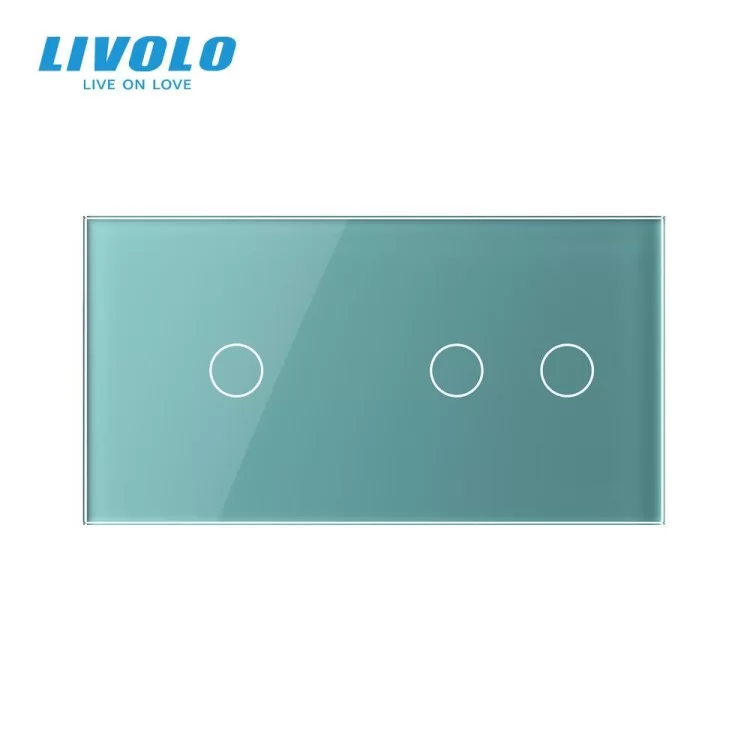 Сенсорна панель вимикача Livolo 3 канали (1-2) зелений скло (VL-C7-C1/C2-18) ціна 156грн - фотографія 2