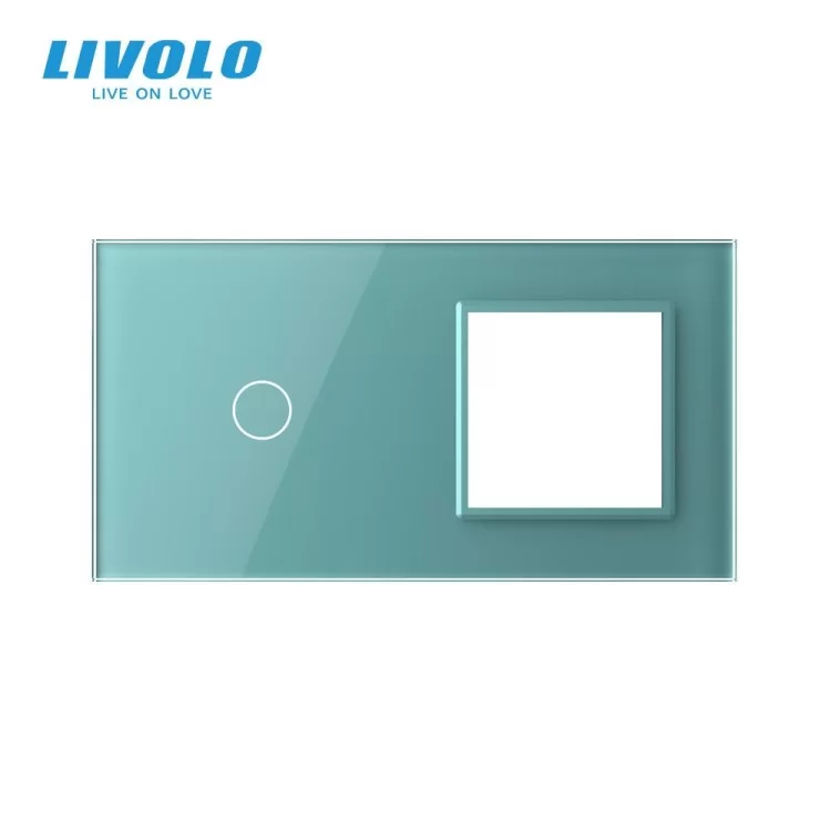 Сенсорна панель вимикача Livolo і розетки (1-0) зелений скло (VL-C7-C1/SR-18) ціна 199грн - фотографія 2