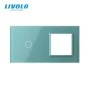Сенсорная панель выключателя Livolo и розетки (1-0) зеленый стекло (VL-C7-C1/SR-18)