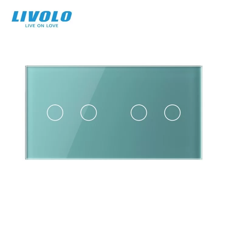 Сенсорна панель вимикача Livolo 4 канали (2-2) зелений скло (VL-C7-C2/C2-18) ціна 156грн - фотографія 2