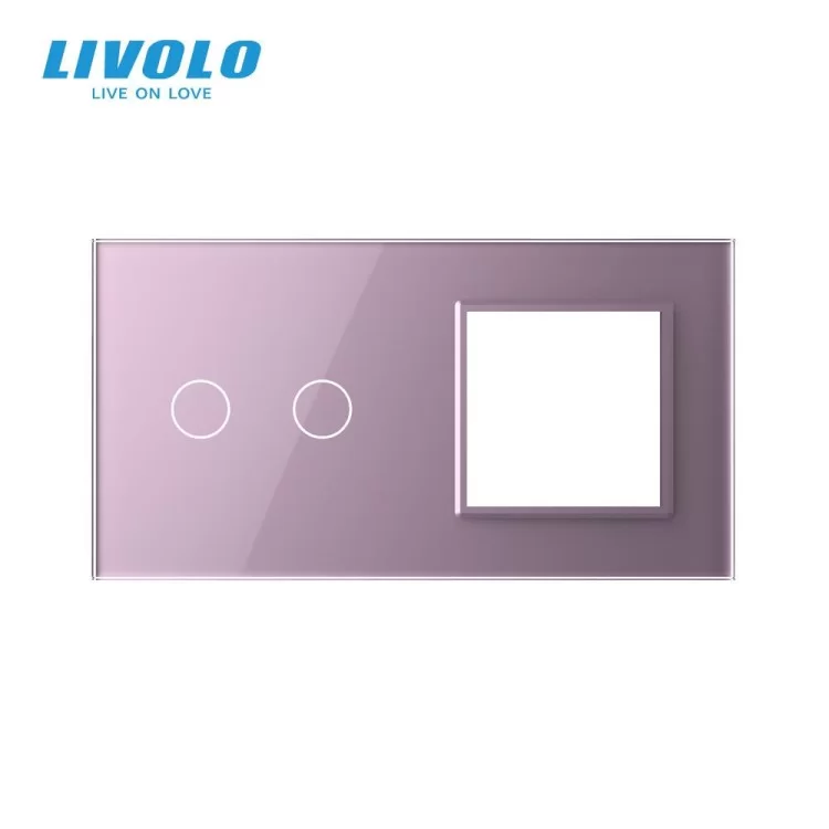 Сенсорная панель выключателя Livolo 2 канала и розетки (2-0) розовый стекло (VL-C7-C2/SR-17) цена 199грн - фотография 2