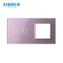 Сенсорна панель вимикача Livolo 2 канали і розетки (2-0) рожевий скло (VL-C7-C2/SR-17)