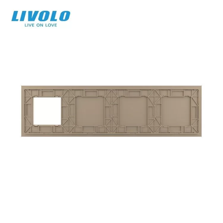 продаем Сенсорная панель комбинированная для выключателя X сенсоров и розетки (Х-Х-Х-0) золото Livolo в Украине - фото 4