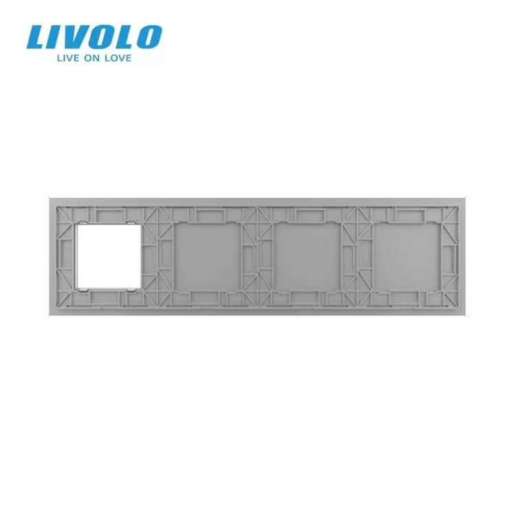 продаємо Сенсорна панель комбінована для вимикача X сенсоров и розетки (Х-Х-Х-0) сірий Livolo в Україні - фото 4