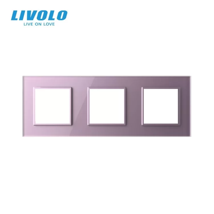 Рамка розетки Livolo 3 поста розовый стекло (VL-C7-SR/SR/SR-17) цена 322грн - фотография 2