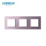 Рамка розетки Livolo 3 пости рожевий скло (VL-C7-SR/SR/SR-17)