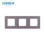 Рамка розетки Livolo 3 пости рожевий скло (VL-C7-SR/SR/SR-17)