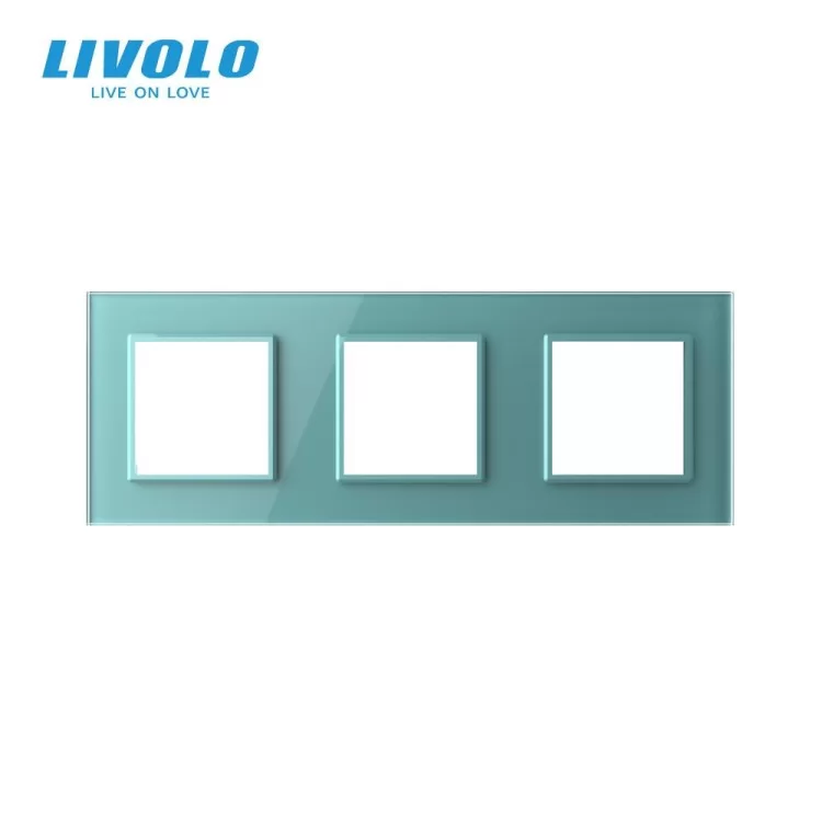Рамка розетки Livolo 3 поста зеленый стекло (VL-C7-SR/SR/SR-18) цена 322грн - фотография 2