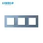 Рамка розетки Livolo 3 пости блакитний скло (VL-C7-SR/SR/SR-19)