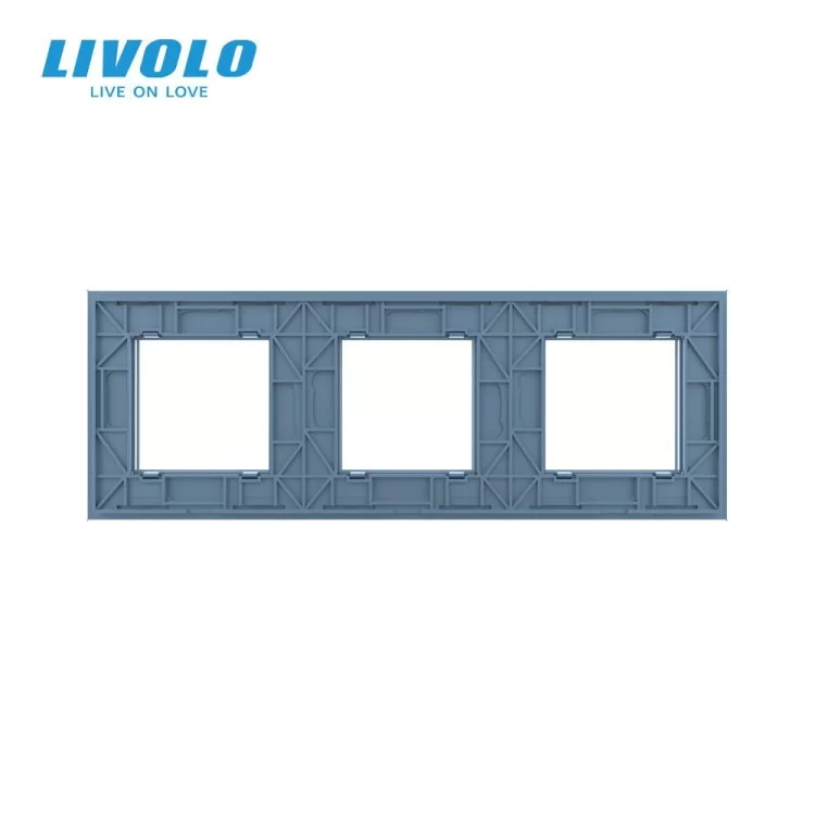продаємо Рамка розетки Livolo 3 пости блакитний скло (VL-C7-SR/SR/SR-19) в Україні - фото 4