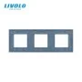Рамка розетки Livolo 3 поста голубой стекло (VL-C7-SR/SR/SR-19)