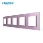 Рамка розетки 5 мест розовый стекло Livolo (C7-SR/SR/SR/SR/SR-17)