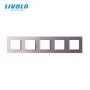 Рамка розетки 5 мест розовый стекло Livolo (C7-SR/SR/SR/SR/SR-17)