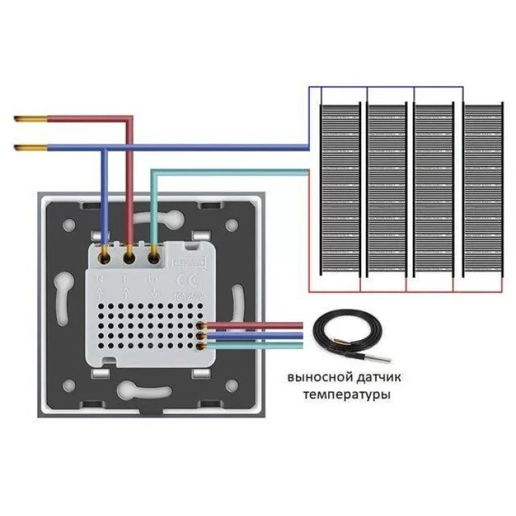 Механізм терморегулятор Livolo з датчиком температури підлоги чорний (VL-C7-01TM2-12) ціна 1 907грн - фотографія 2