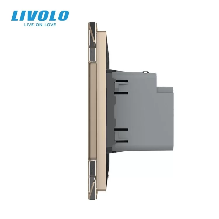 Розетка USB type C с блоком питания 45W золото Livolo (VL-C7-FCUC-2AP) цена 2 723грн - фотография 2